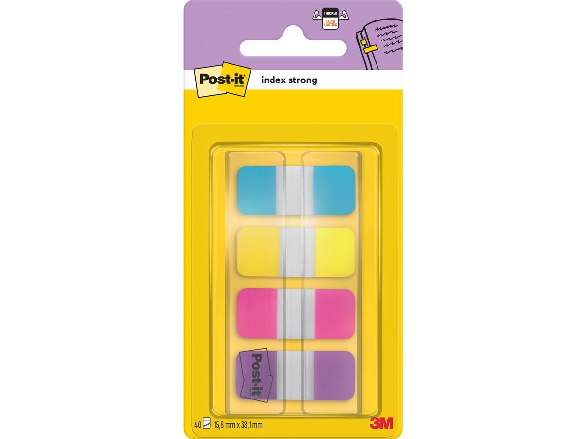 POST-IT Index Strong schmal 16x38mm 676-AYPV 4-farbig 4x10 Stück (4054596002722)