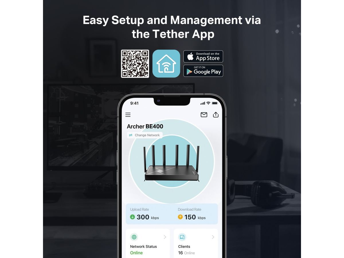 TP-LINK DualBand WiFi 7 Router Archer BE400 BE6500 (8885020624113)