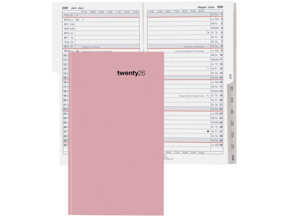 BIELLA Planer Luzern Colorful 2026 855527400026U 1M/2S rosa ML 8.7x15.3cm (7611365526932)