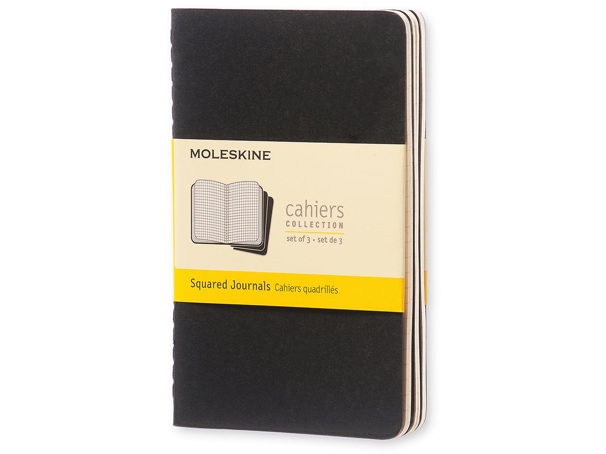 MOLESKINE Notizheft Cahier A6 704901 kariert, schwarz 3 Stück (9788883704901)