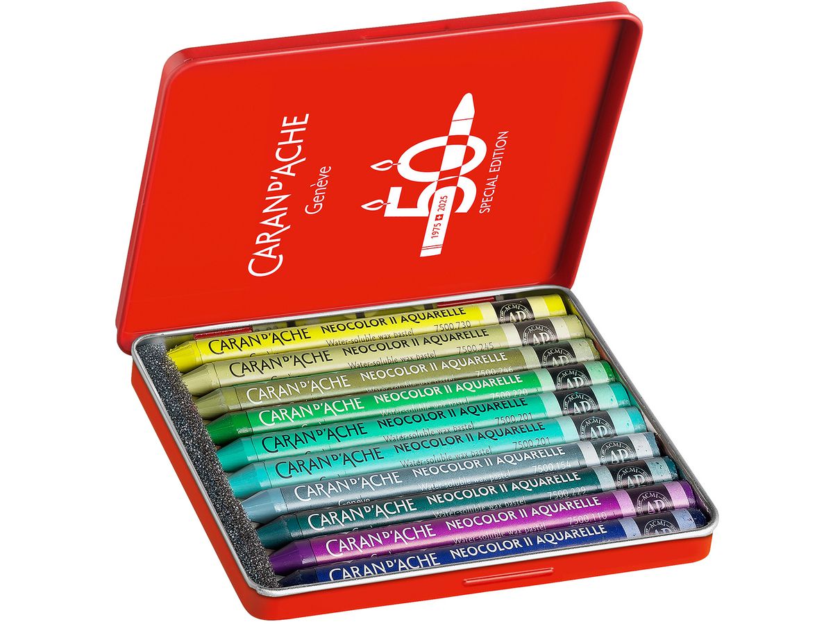 CARAN D'ACHE Wachsmalkreide Neocolor II 7500.915 50 Jahre üppig 10 Stück (7630002360180)