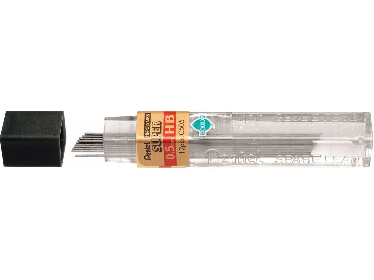 PENTEL Bleistiftminen Super 0.5mm C505 HB schwarz/12 Stück (3474370505828)