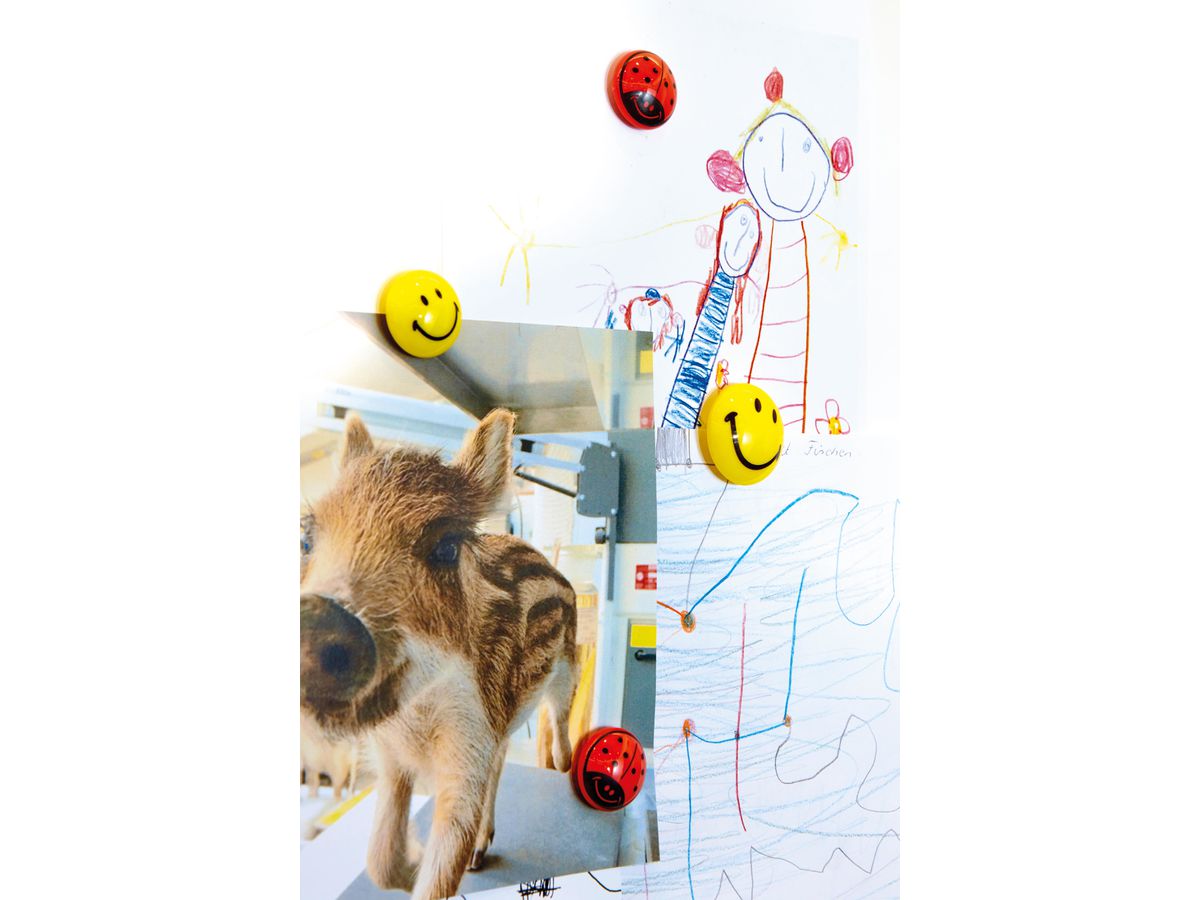 MAGNETOPLAN Smiley Magnete gelb-schwarz 16672 mittel 30mm 6 Stk. (4013695028453)