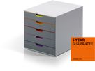 DURABLE Cassettiera Varicolor 5 760527 grigio/colorato 5 scomparti (4005546701608)