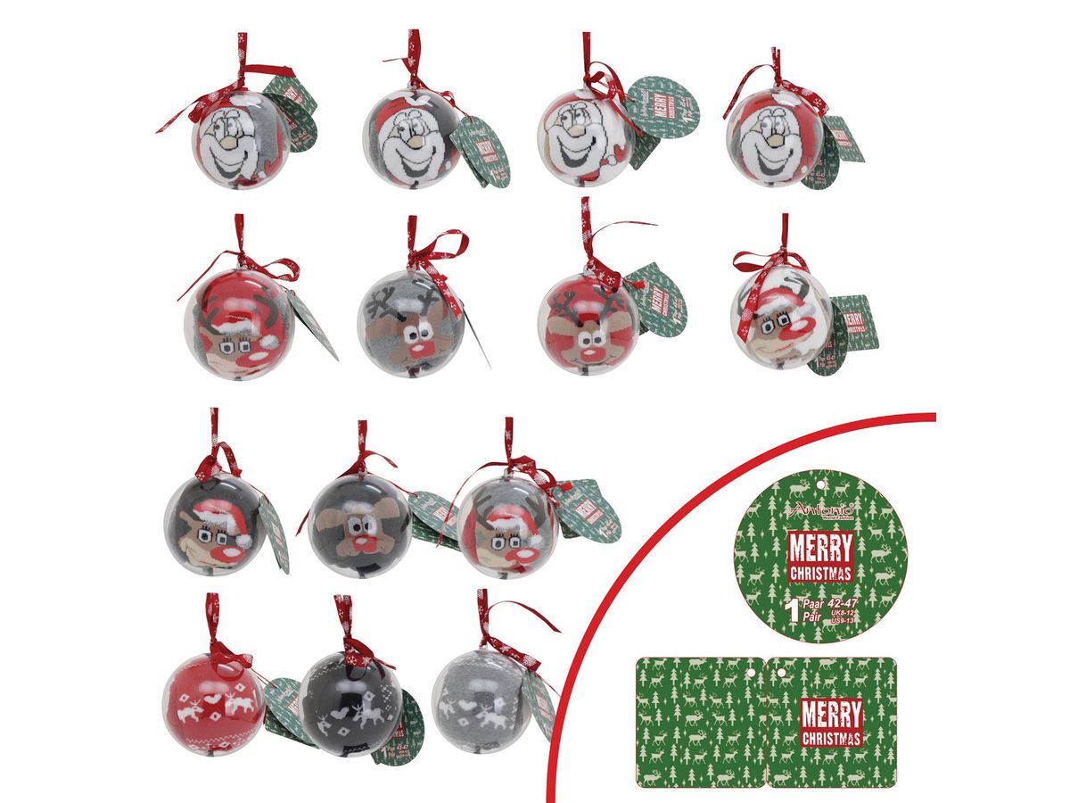 ROOST Weihnachtssocken 10cm 10036809 in Kugel, assortiert (4047445428576)