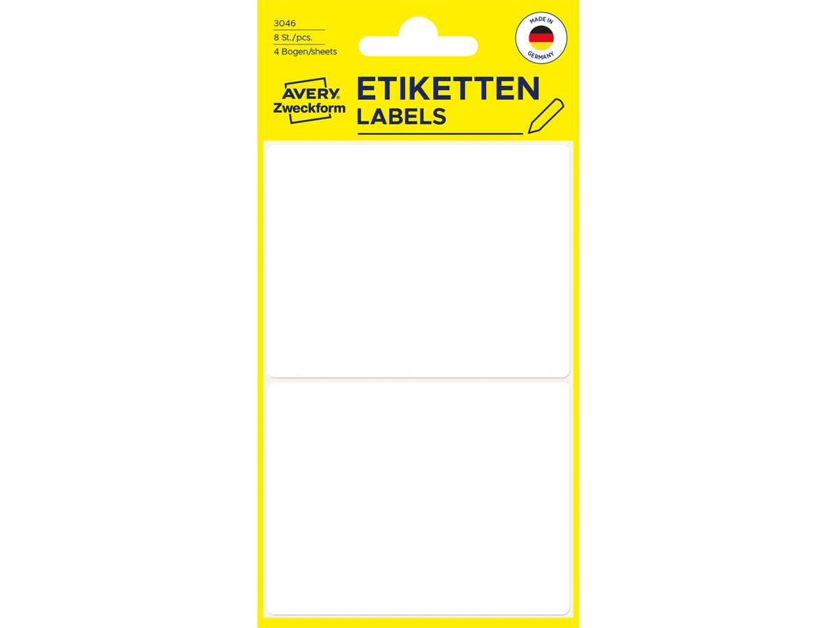AVERY ZWECKFORM Etichette 77×59mm 3046 bianco 8 pezzi (4004182030462)