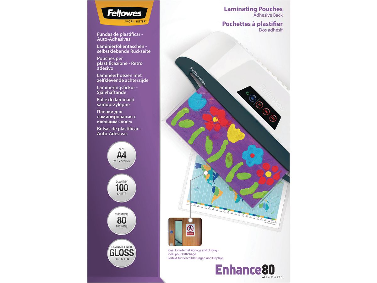 FELLOWES Laminiertasche A4 5302202 glanz, 80my selbstkl. 100 Stk (0077511530227)
