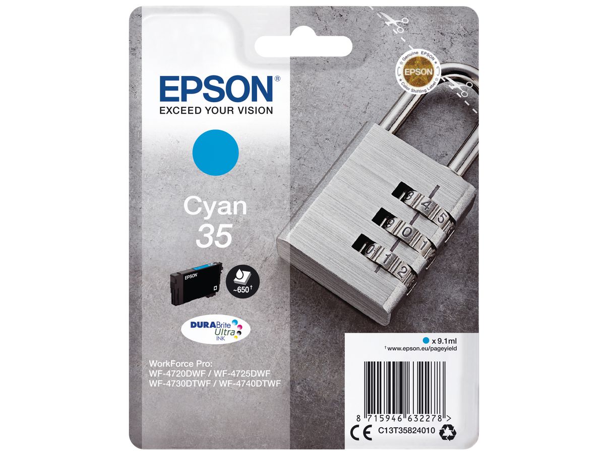 EPSON Cart. d'encre cyan T358240 WF-4720/4725DWF 650 pages (8715946632278)