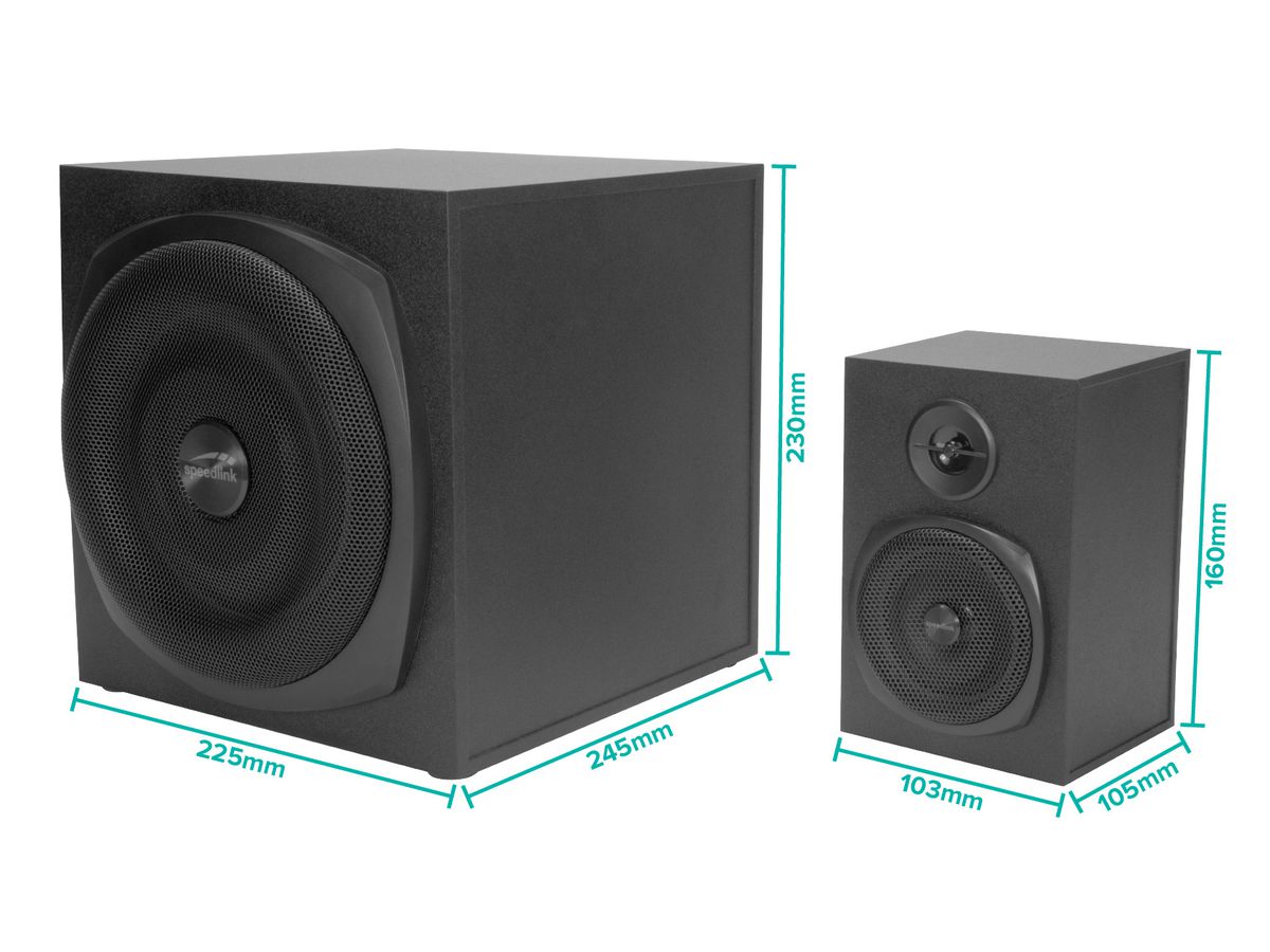 SPEEDLINK GRAVITY LT 2.1 SL-820009-BK Subwoofer System, Black (4027301415575)