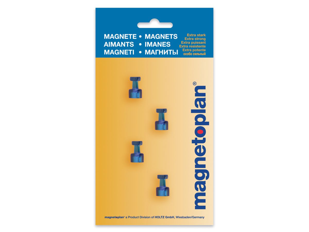 MAGNETOPLAN Support mémo magnét. 18x11mm 1666114 bleu foncé 4 pcs. (4013695024851)