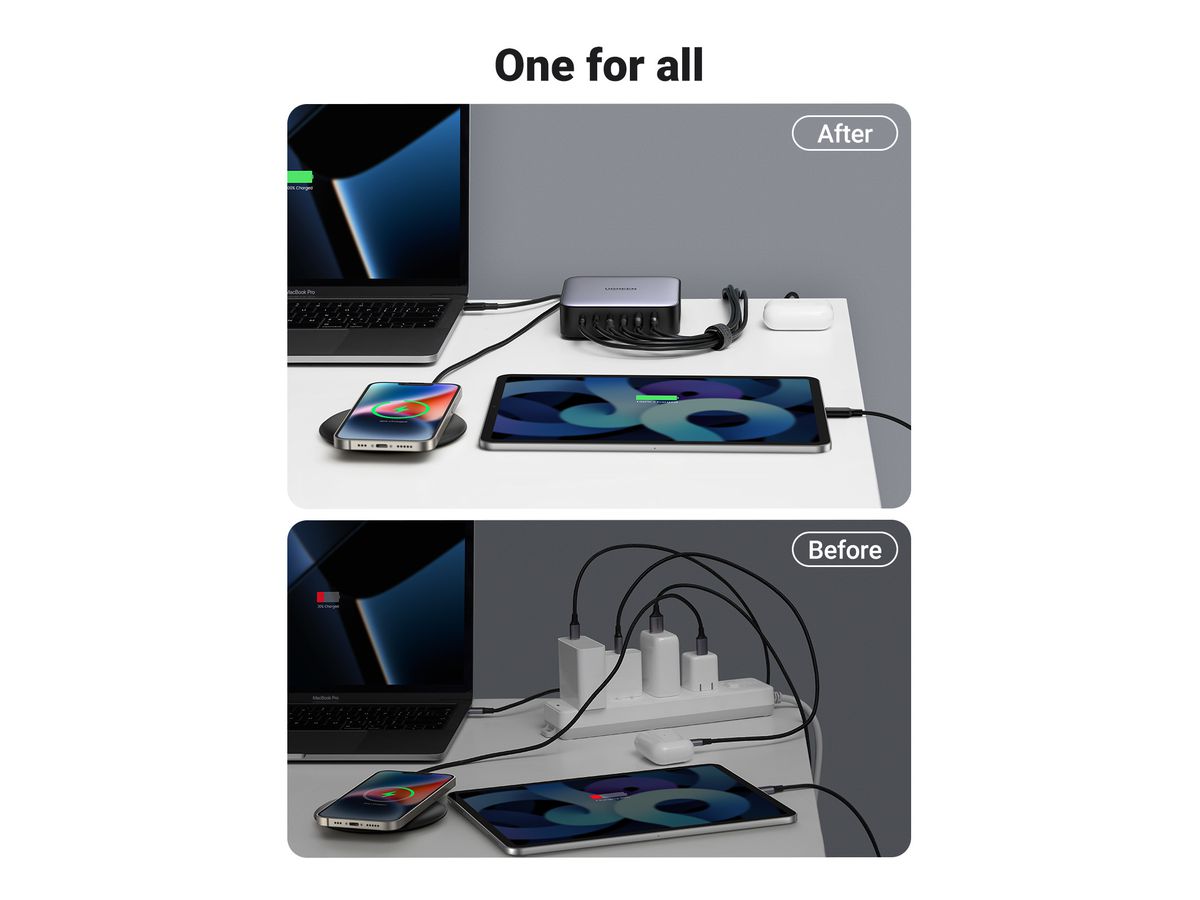UGREEN USB Desktopcharger Nexode 40914 200W,2xUSB-A+4xUSB-C GaN,Bl. (6957303849147)