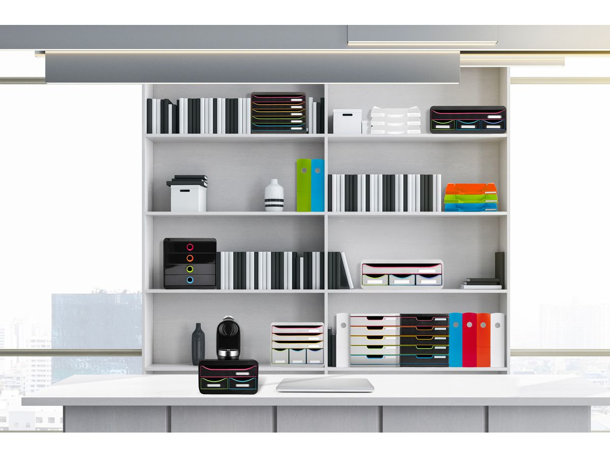 EXACOMPTA Cassettiera Big-Box Plus 308914D nero/arlecchino, 5 cassetti (9002493430136)