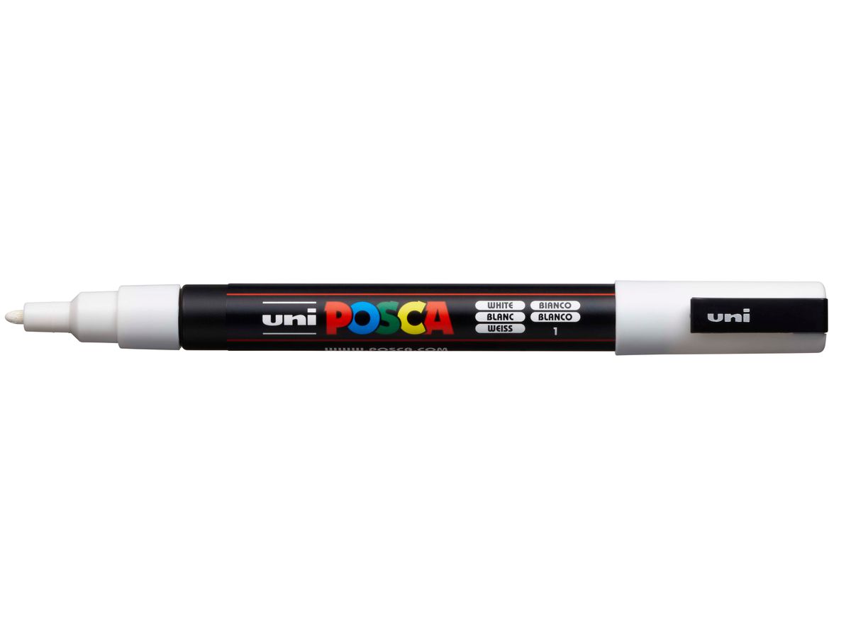POSCA Marker 0.9-1.3mm PC-3M WHITE weiss, Rundspitze (4902778915912)