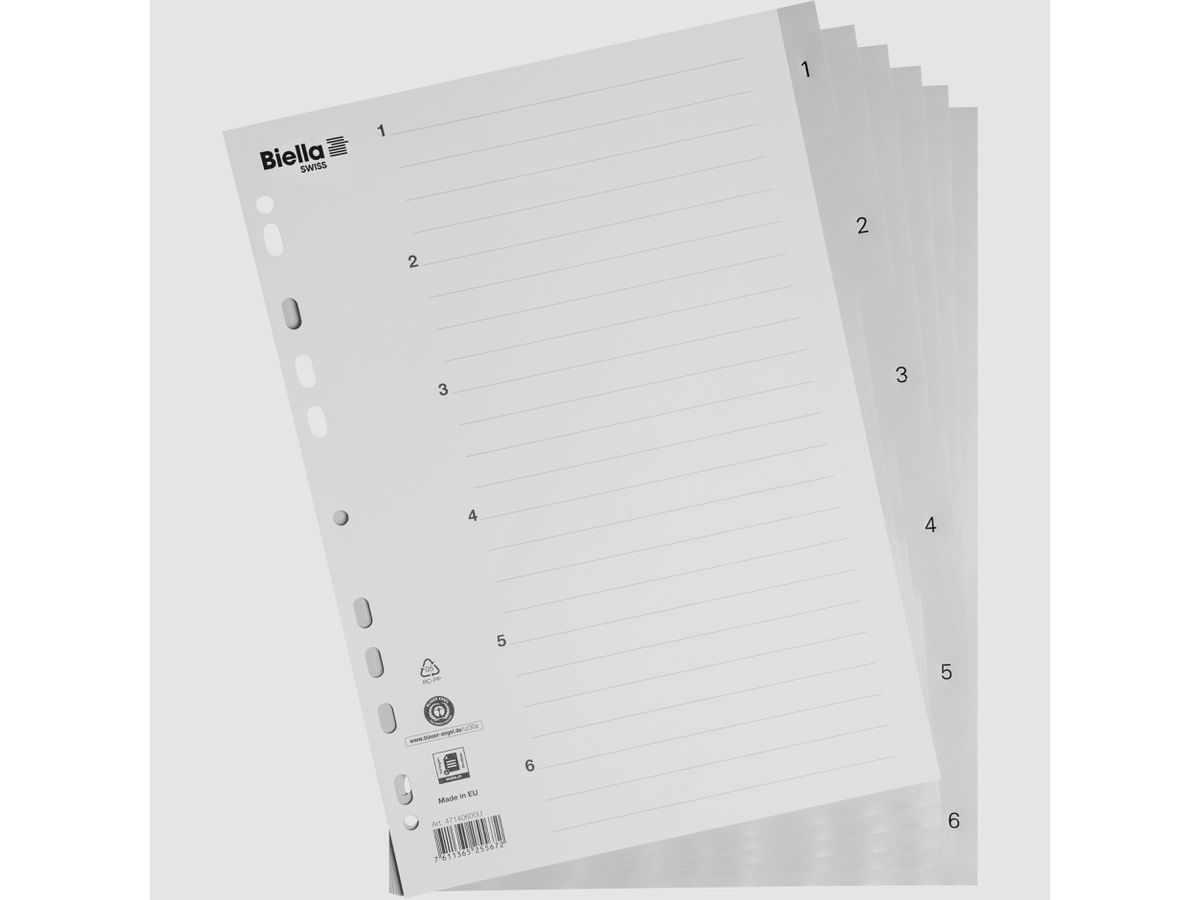 BIELLA Register PP A4 47140600U grau 1-6 (7611365255672)