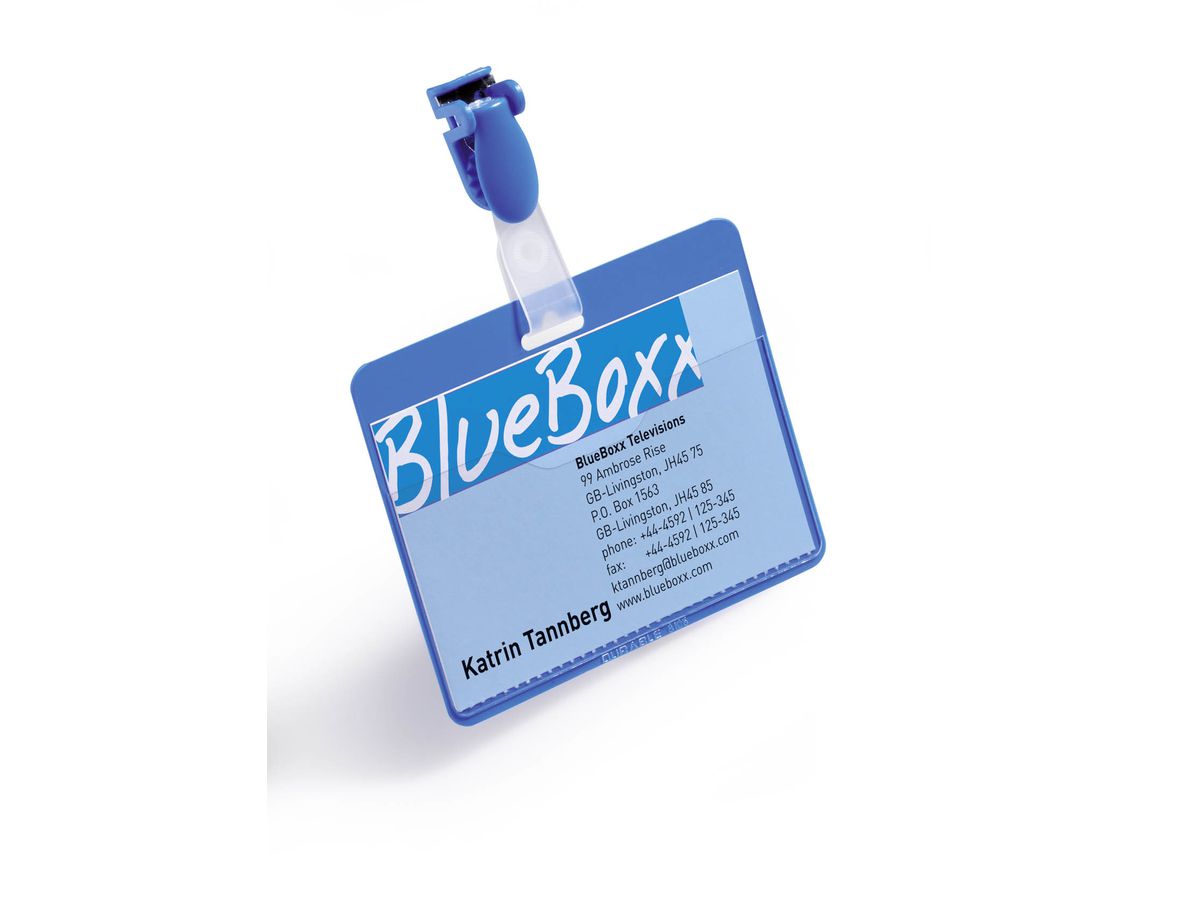 DURABLE Namensschild mit Clip blau 810606 90x60mm 25 Stück (4005546805597)