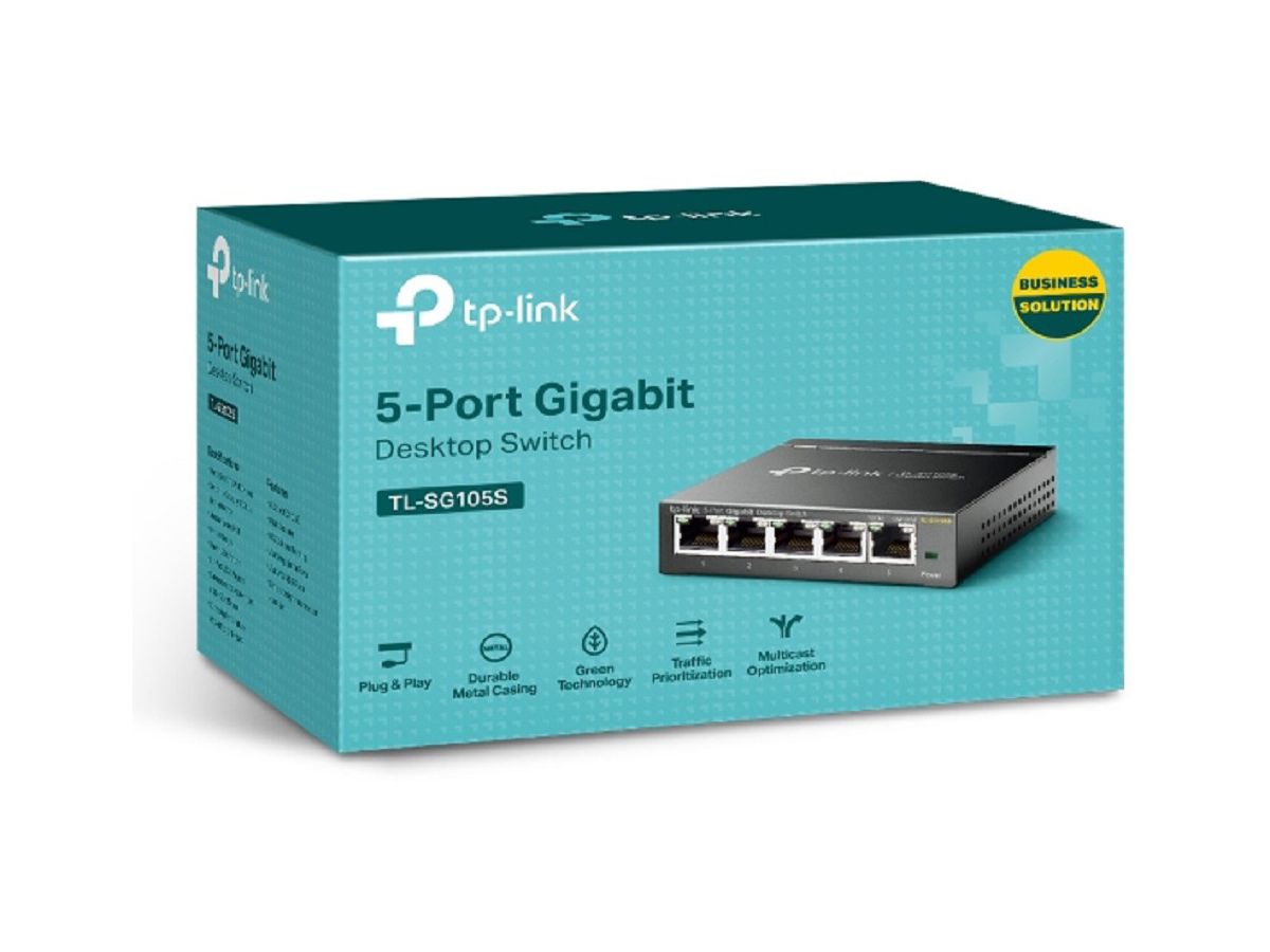 TP-LINK 5-Port Gigabit Desktop Switch TL-SG105S Desktop Steel Case (6935364083519)