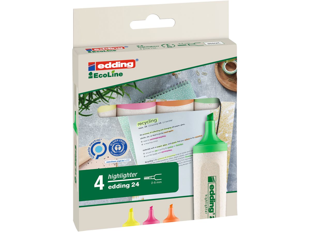 EDDING EcoLine Textmarker 24 2-5mm 24-E4 4-farbig (4004764917723)