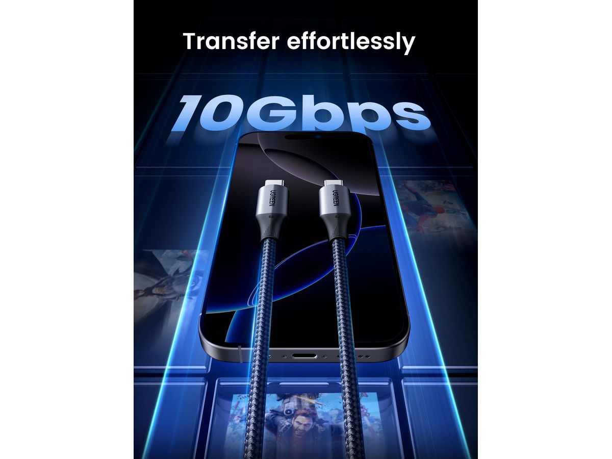 UGREEN Cable USB 3.2 Gen2 80150 Black, 1m (6957303881505)