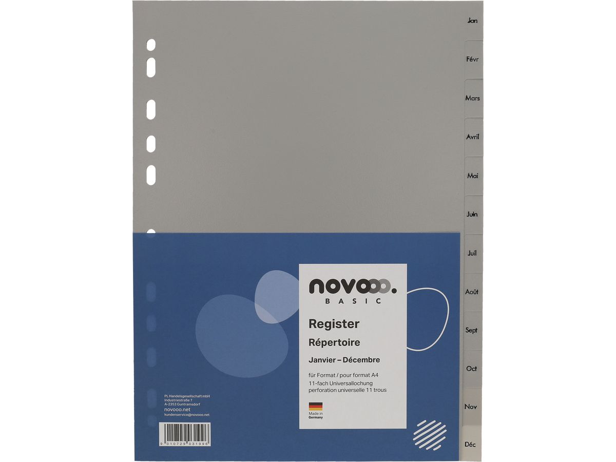 NOVOOO Register PP A4 40952 grau Jan-Déc FR (9010729031996)
