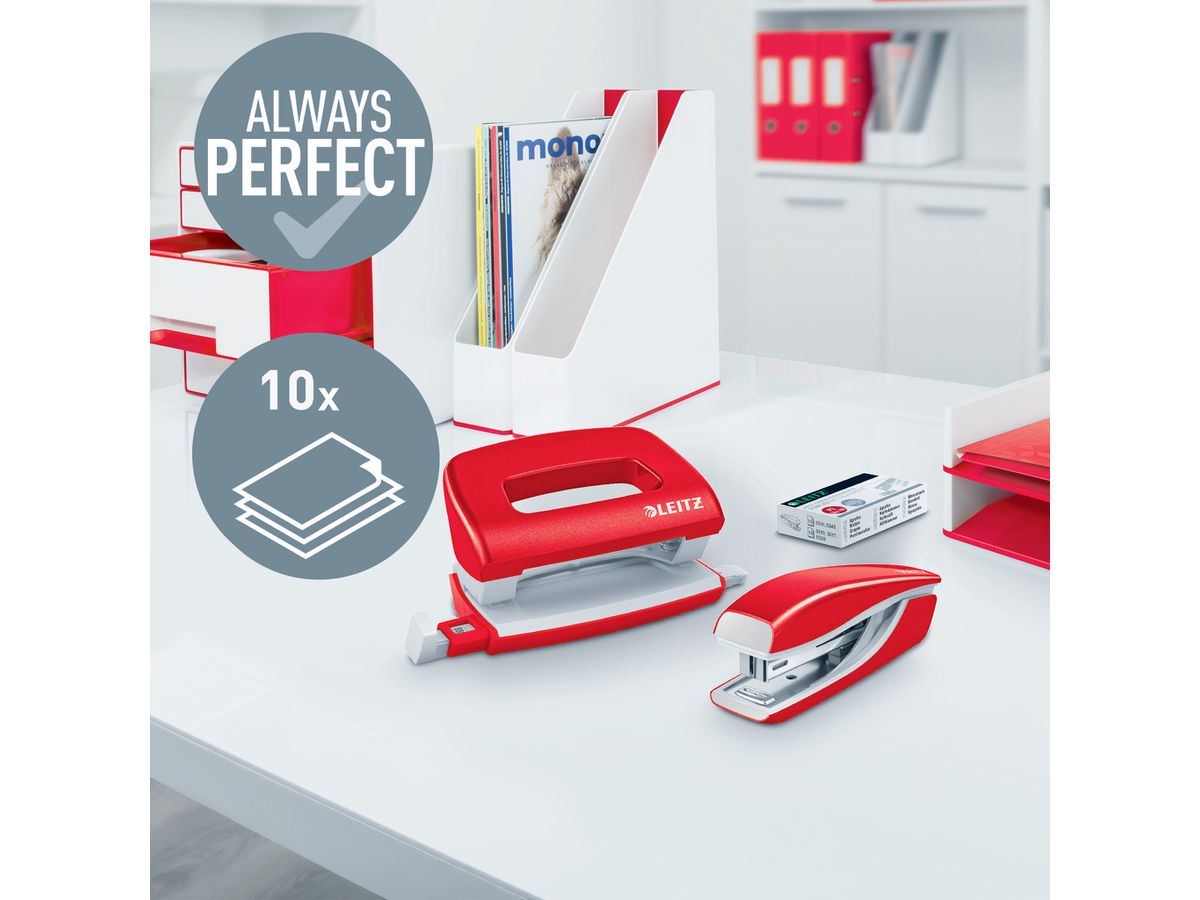 LEITZ Locher/Hefter NeXXt WOW 5561 5561-20-26 rot, Bundle 10 Blatt (4002432135509)