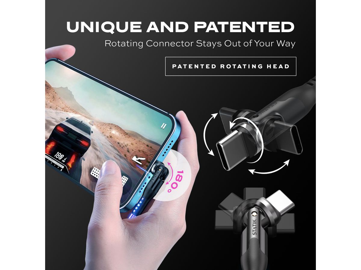 STATIK PowerPivot Pro, Glowing LED PUP-0465-3FT-CC USB-C to C, 1m, 100W (0810024056453)