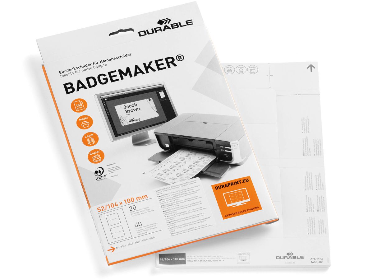 DURABLE Etichette Badgemaker 145802 104x100mm 40 pezzi (4005546140582)