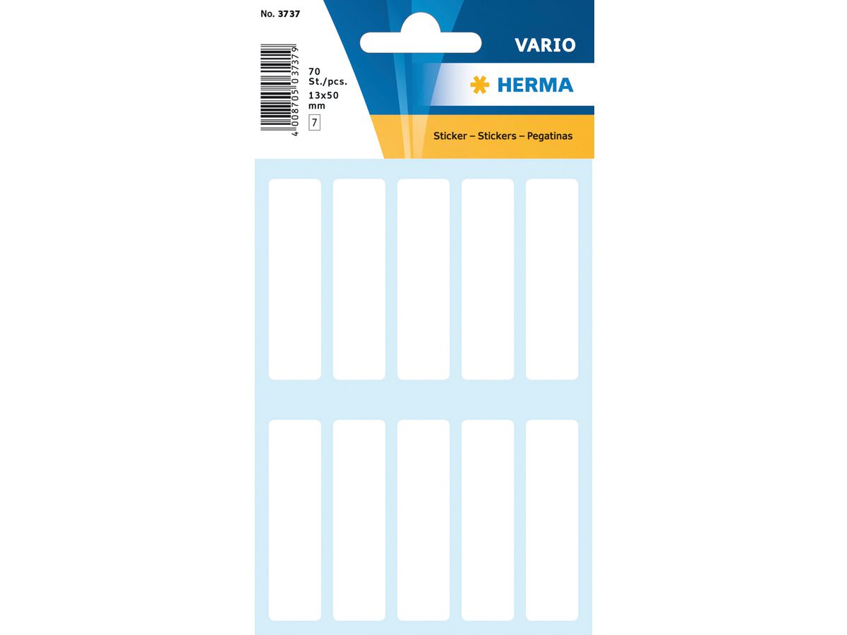 HERMA Etichette 13×50mm 3737 bianco 70 pezzi (4008705037372)