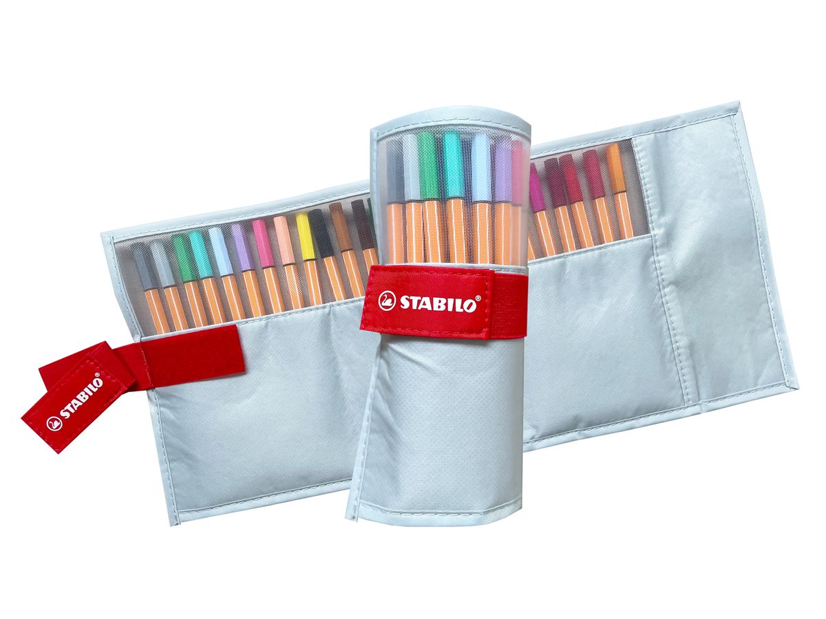 STABILO Rollerset point 88 0.4mm 8825-08-03CH 25 Farben ass. pastellgrau (4006381589277)