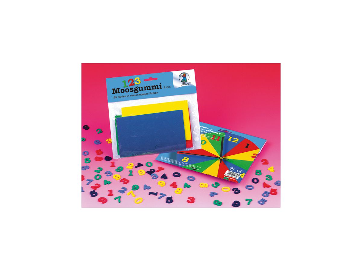 URSUS Gomma spugna numeri 0-9 8470099 5 colori ass. 150 pezzi (4008525408574)