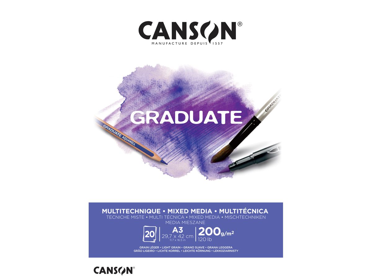 CANSON Graduate Mixed Media A3 400110378 20 fogl., bianco, 200g (3148950021212)
