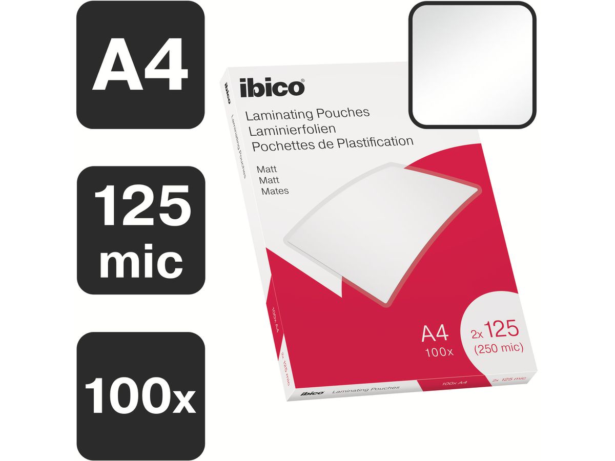 IBICO Laminiertasche A4 627323 matt, 125my 100 Stk (4049793065984)