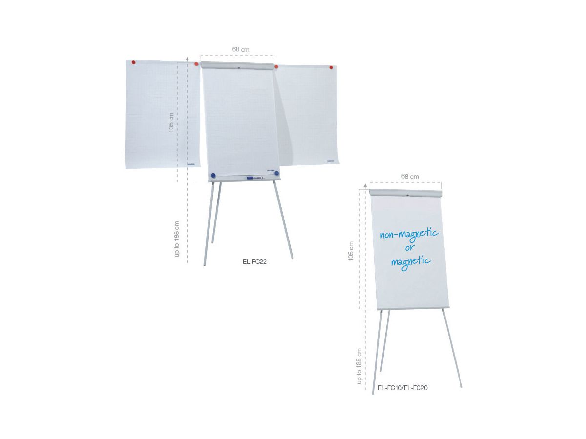 FRANKEN Flipchart X-tra!Line 68x105cm EL-FC22 hellgrau mit Seitenarmen (4016946199445)