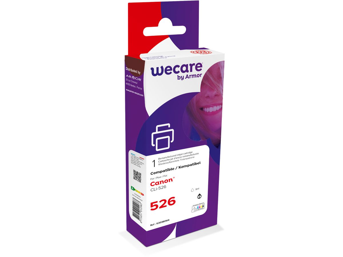 WECARE Tinte rebuilt schwarz CLI-526BKWE zu Canon PIXMA iP 4850 9ml (8715057012983)