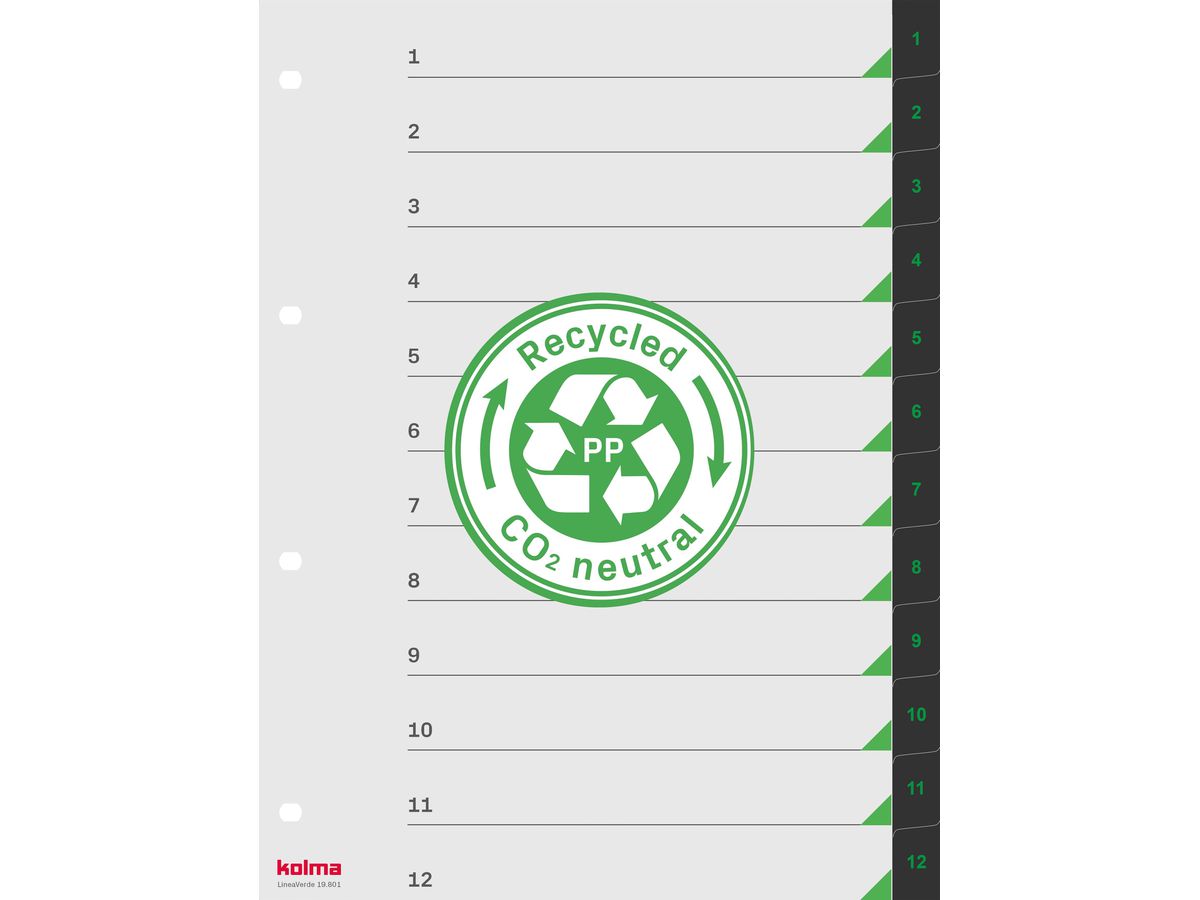 KOLMA Répertoires LineaVerde A4 19.801.06 noir 1-12 (7611967190821)