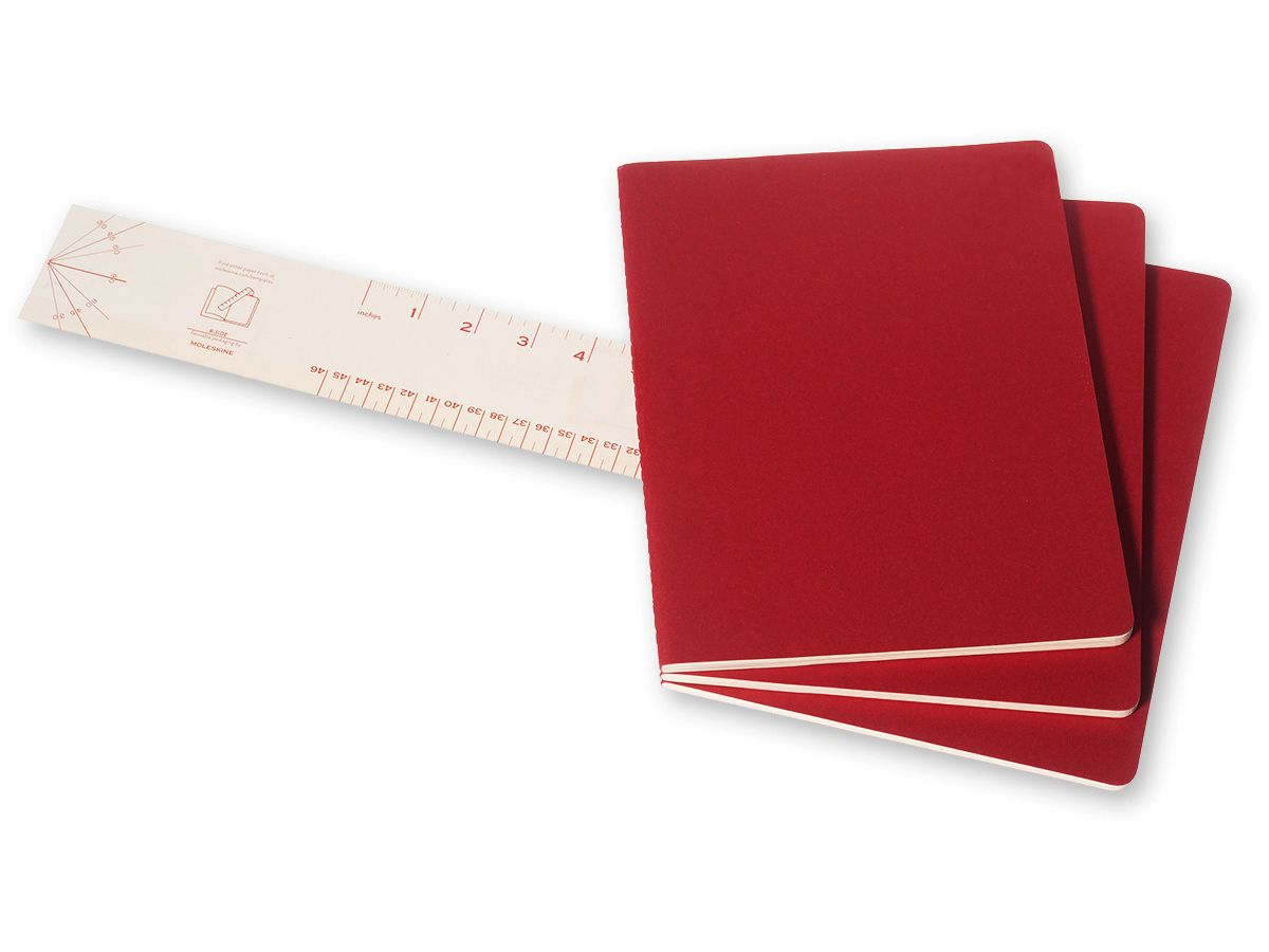 MOLESKINE Notizheft Cahier XL 25x19cm 931076 liniert, rot 3 Stück (9788862931076)
