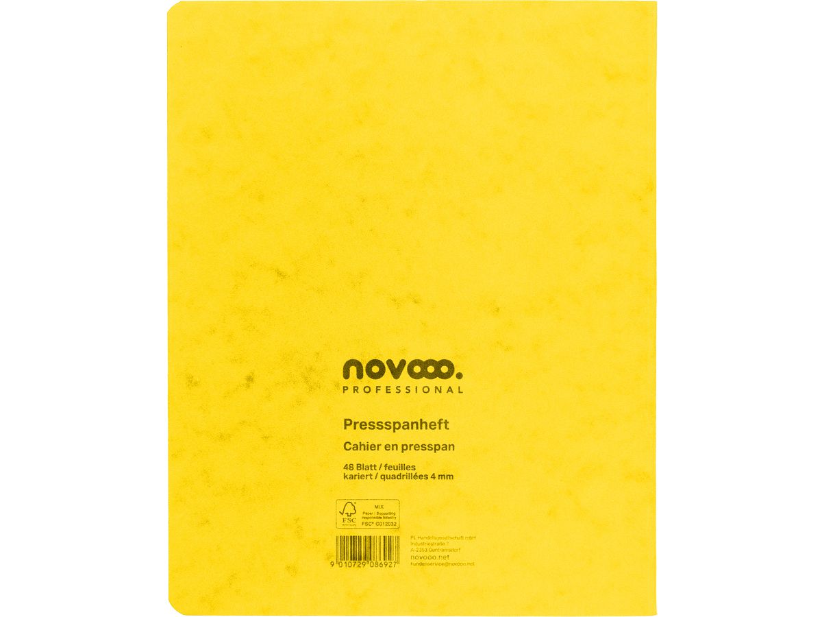 NOVOOO Pressspanheft ass. 17.5×22cm 729788 4mm kariert, 80g 48 Blatt (9010729086927)