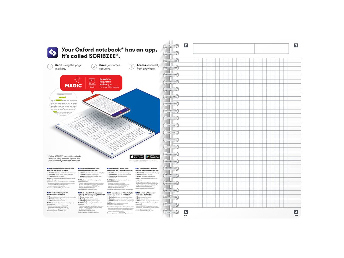 OXFORD Spiralbuch MyColours A5 100102483 kariert 5mm, 90g 90 Blatt (3020120029337)