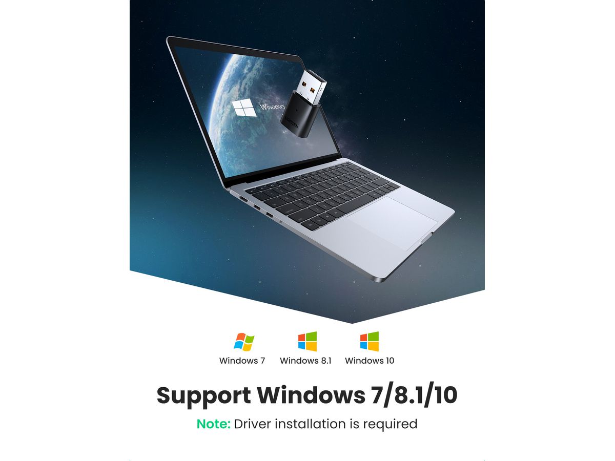 UGREEN Bluetooth 5.0 Adpater USB-A 80889 Black (6957303888894)