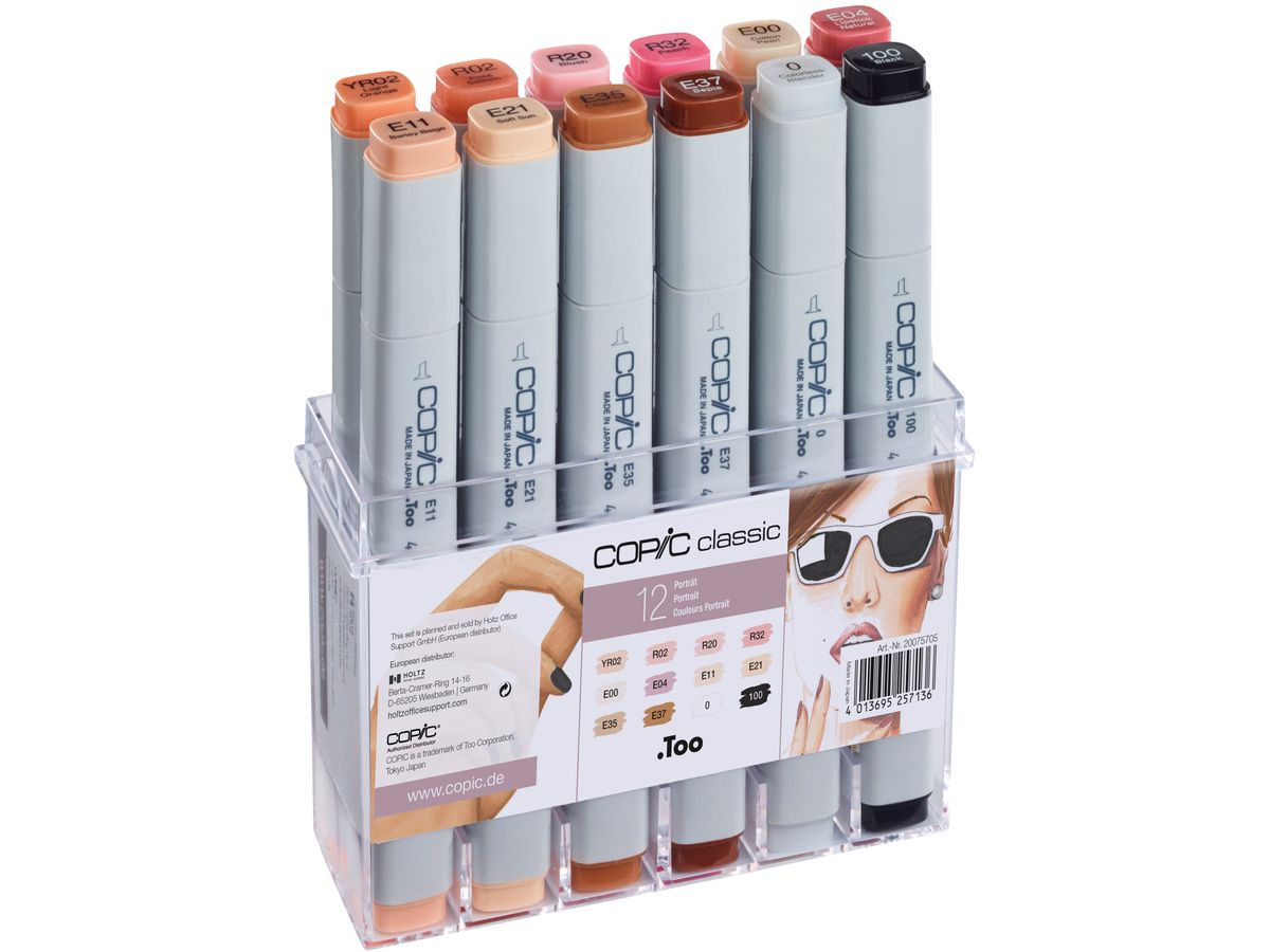 COPIC Marker Classic 20075705 Porträtfarben, 12 Stück (4013695257136)
