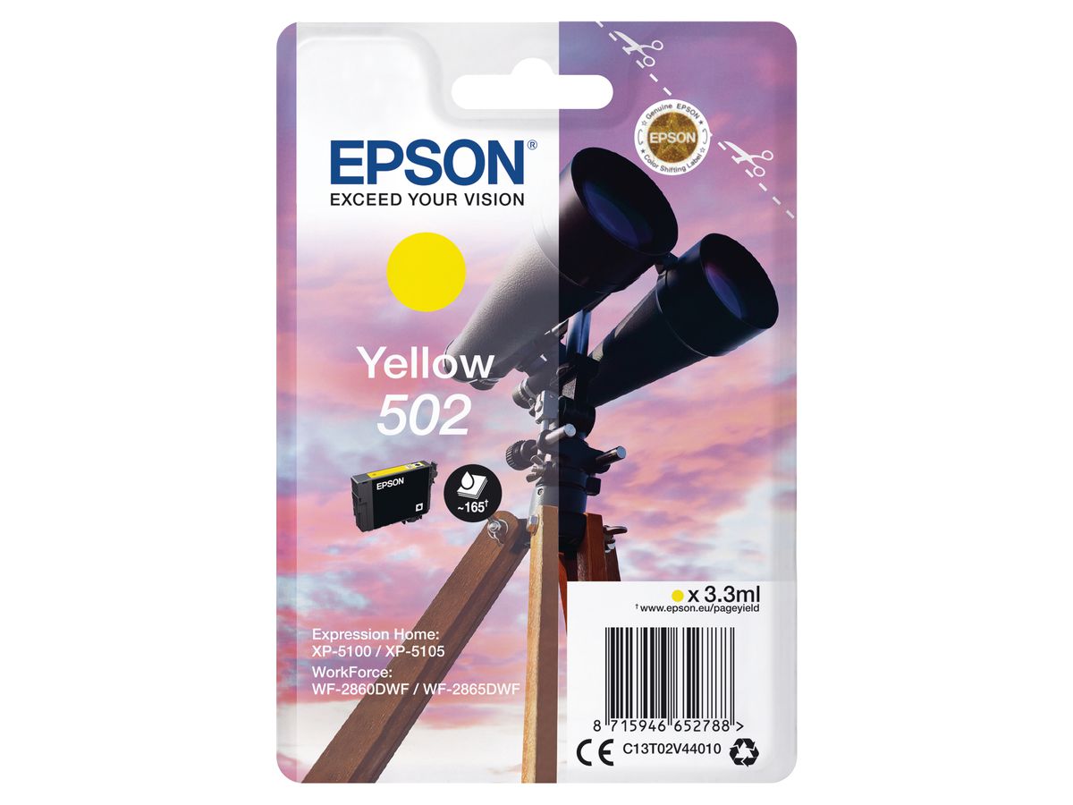 EPSON Tintenpatrone 502 yellow T02V440 WF-2860/XP-5100 160 Seiten (8715946652788)