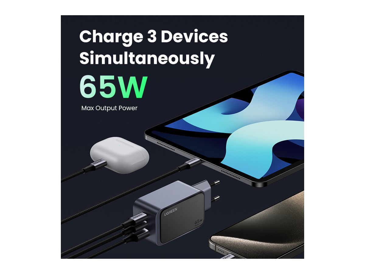 UGREEN USB-C Wallcharger Nexode S 35042 65W,3-Port,GaN,FastCharger (6941876230426)