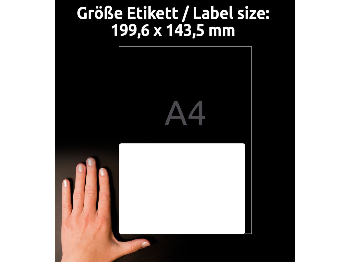 AVERY ZWECKFORM Etiketten 143.5x199.6mm 7168-10 weiss, perm. 10 Blatt/2 Stk. (4004182371688)