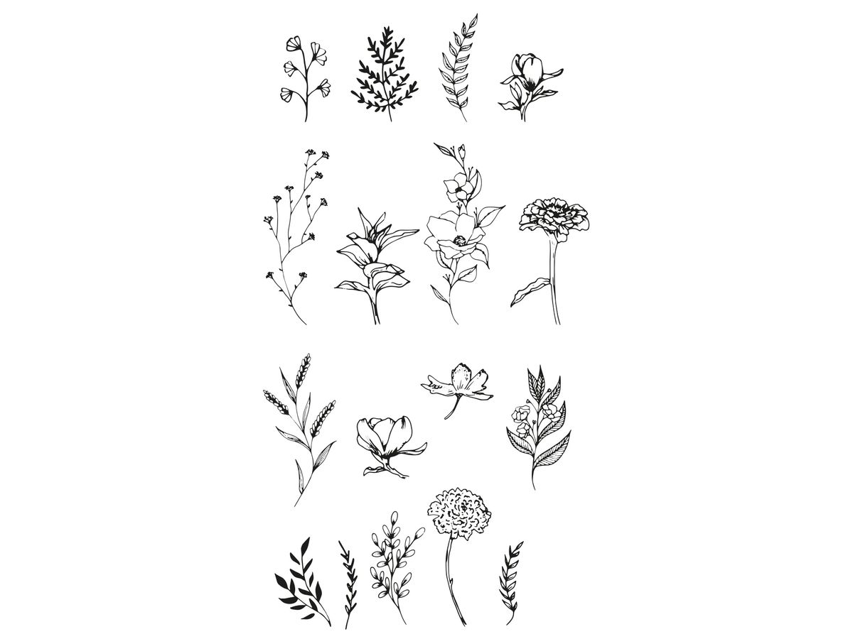 SIZZIX Timbro 666641 Garden Botanicals 17 pezzi (0630454289234)