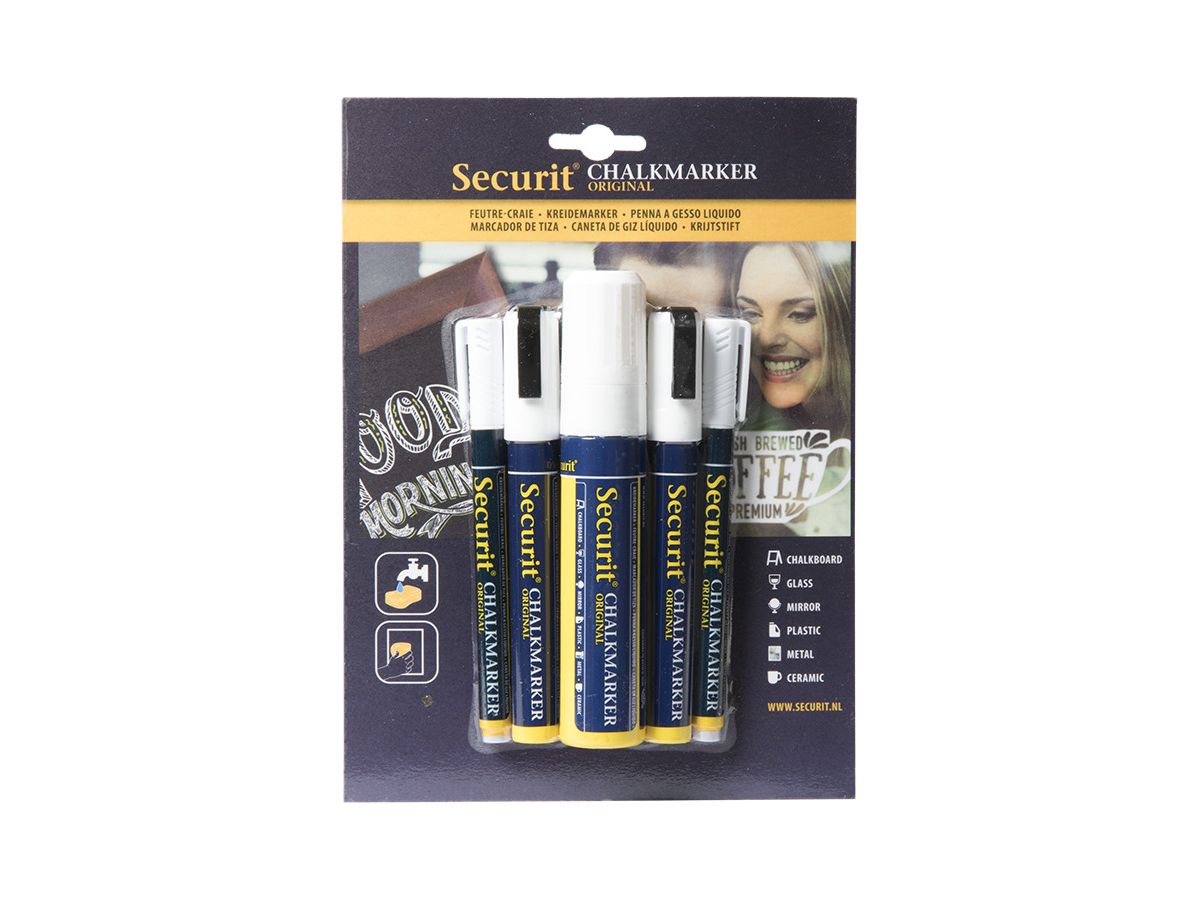 SECURIT Kreidestift 1-15mm BLSMAMIXV5WT weiss, assortiert 5 Stück (8718226496263)