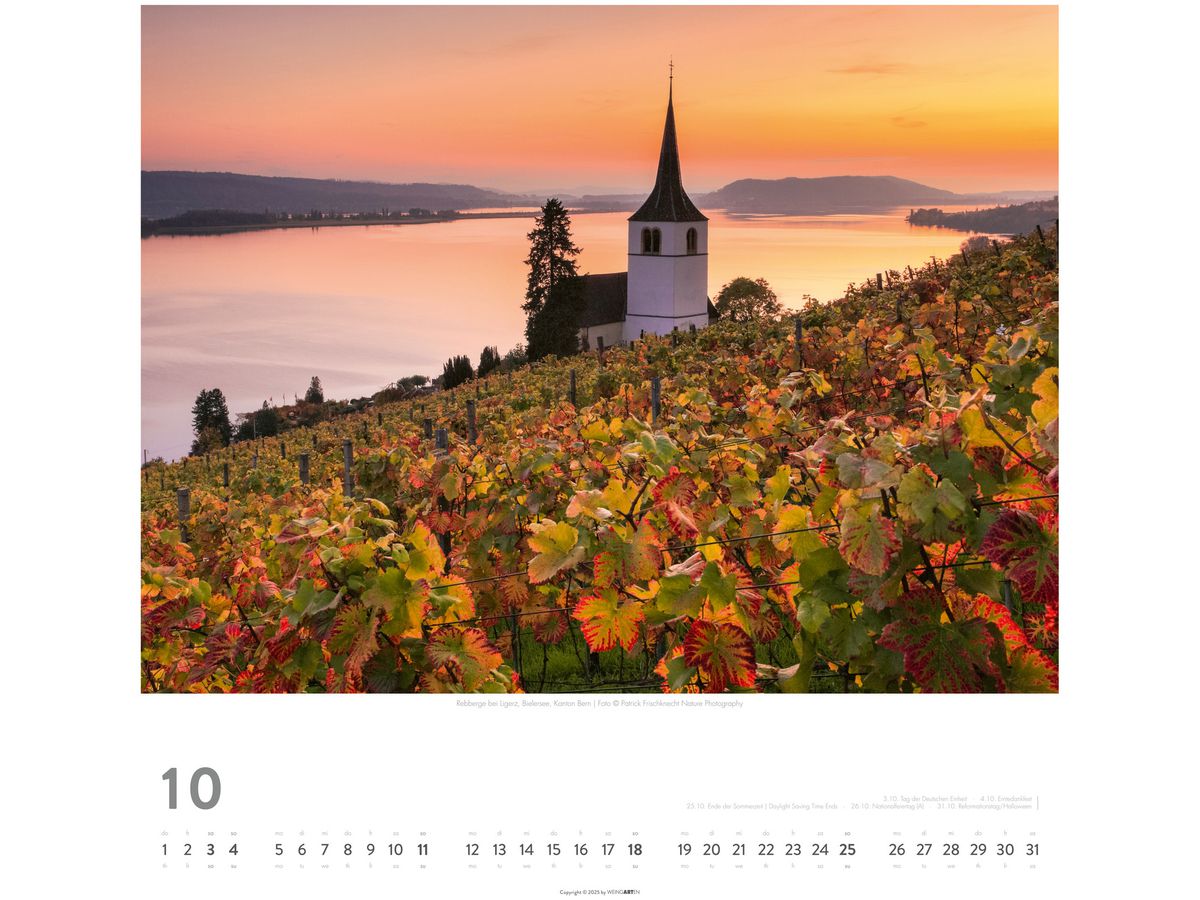 WEINGARTEN Calendrier 2026 3312224+26 Die Schweiz DE 48x46cm (9783839902707)