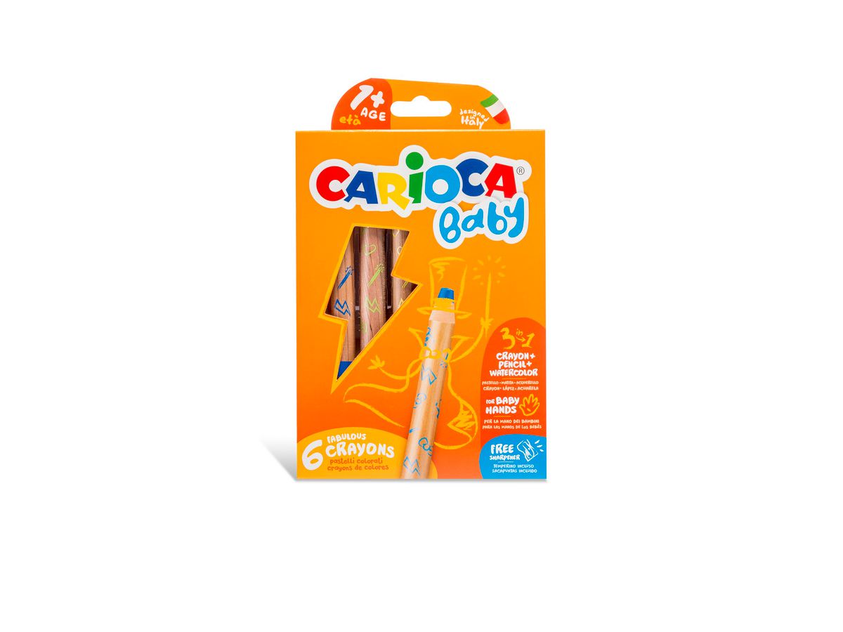 CARIOCA Wachsmalkreidee Baby 3 in 1 3493 ass. 6 Stück (8003511428174)