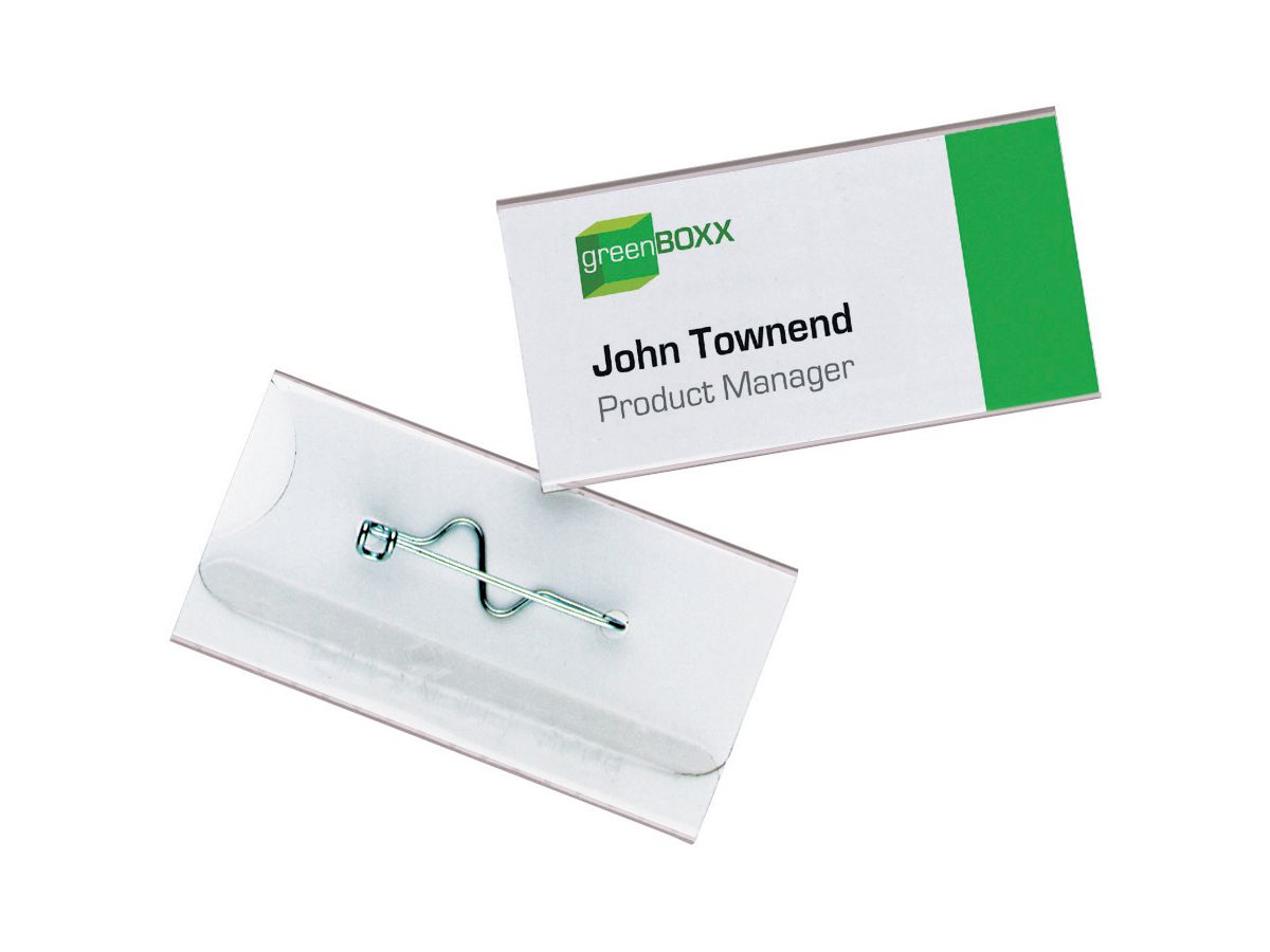 DURABLE Namensschild mit Wellennadel 800619 transp.,PVC, 60x30mm 100 Stk. (4005546810065)