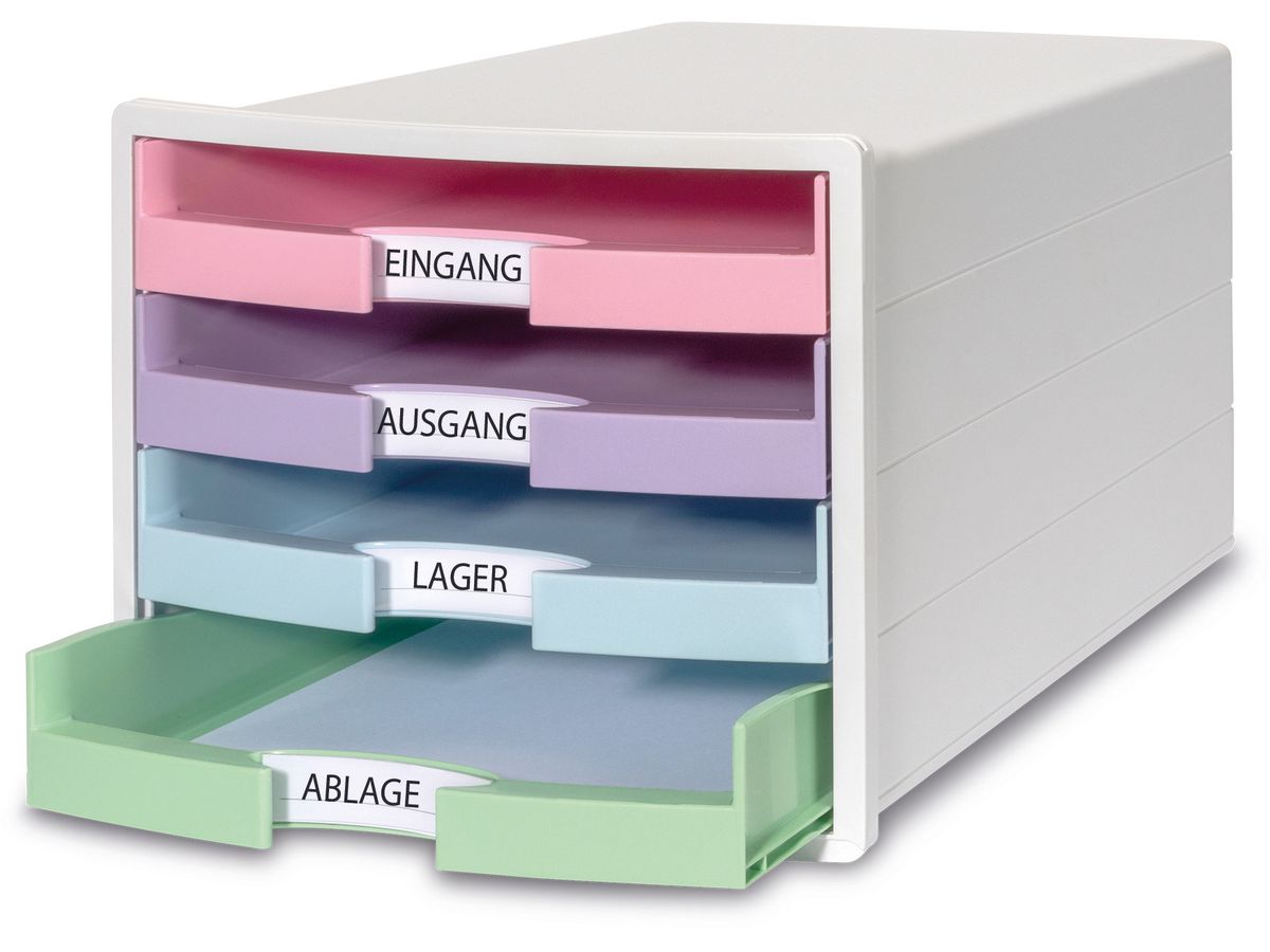 HAN Schubladenbox IMPULS A4/C4 14.75 weiss/pastell, 4 Schubladen (4012473120129)