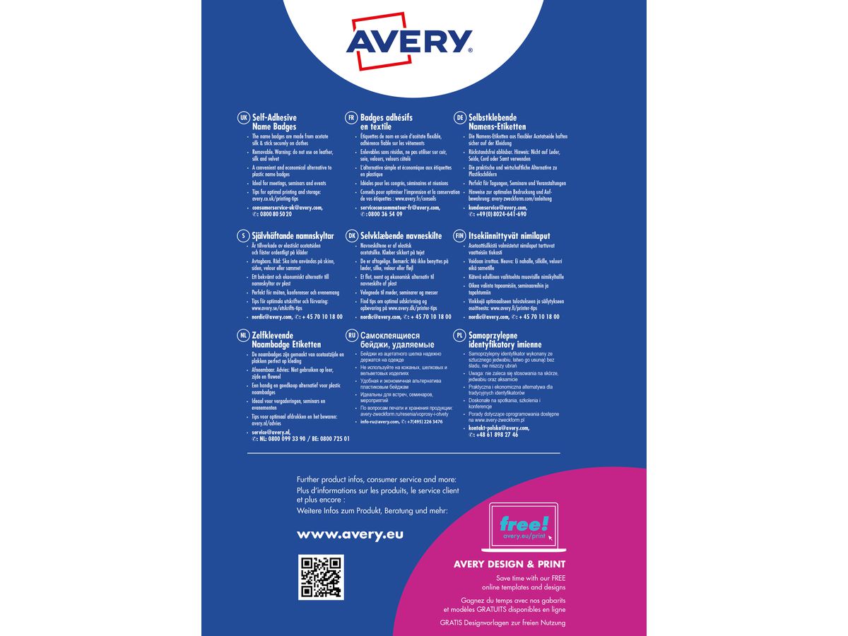 AVERY ZWECKFORM Etichette 85x50mm L4882-20 bianco 20 fogli/200 pezzi (4004182148129)