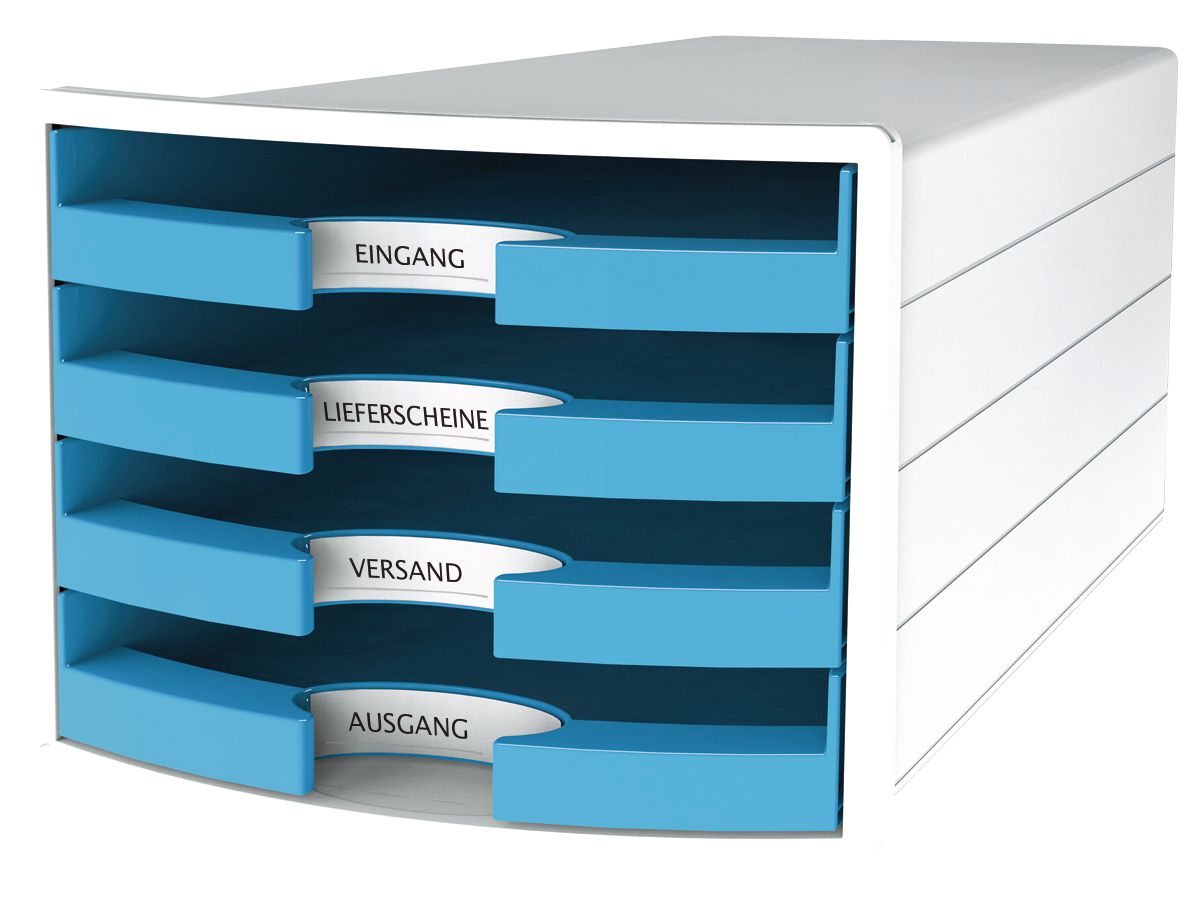 HAN Schubladenbox Impuls A4/C4 1013-54 hellblau 4 Schubladen (4012473101876)